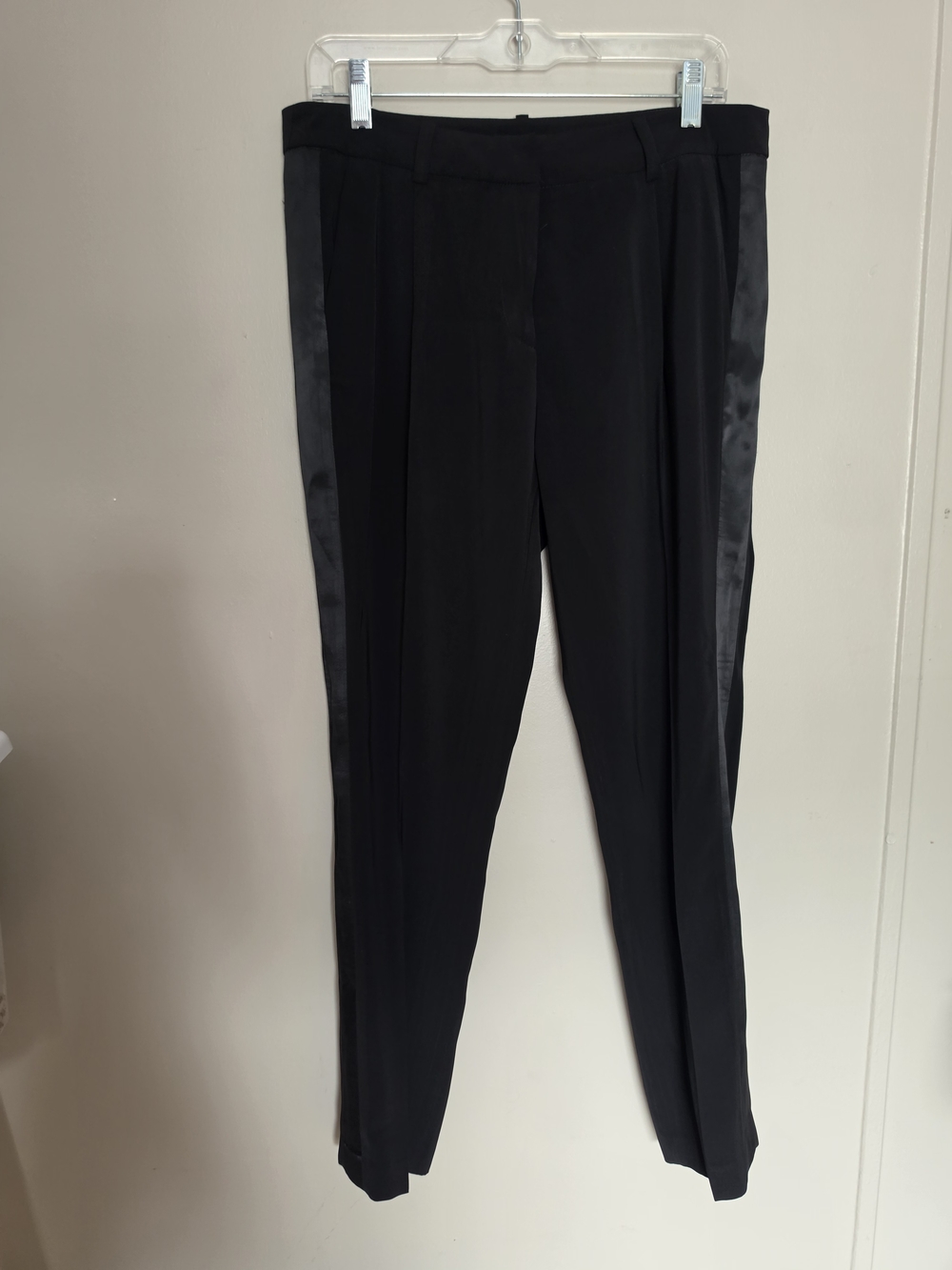 H&M Black Tuxedo Pants Satin Side Stripe Trousers Sz 10